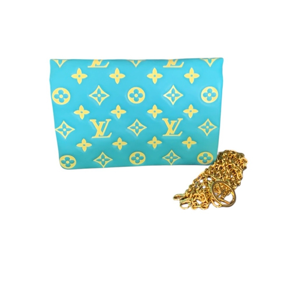 🆕Louis Vuitton Style Embossed Monogram Vuittamins Pochette Coussin Menthe Jaune🆕 - Picture 2 of 16
